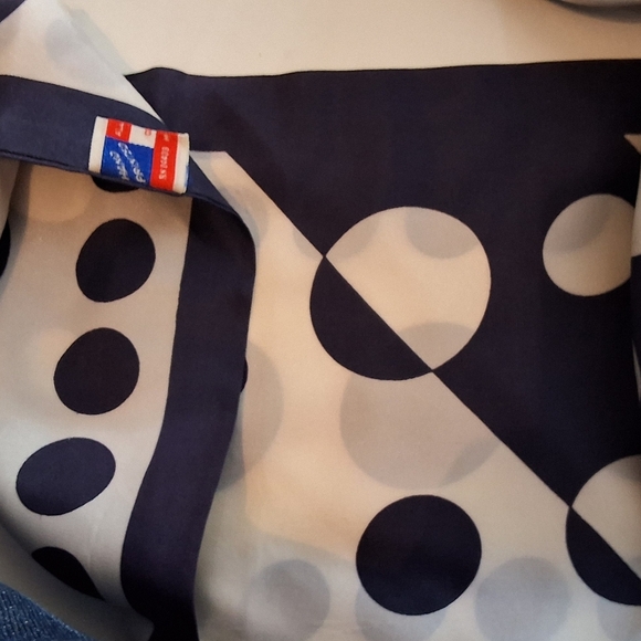 Vintage Optical Navy & White Polka Dot Scarf - Picture 2 of 10
